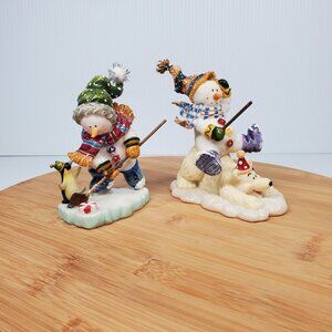 Resin Snowmen and Friends Christmas Holiday Small Tabletop Decor Decorations